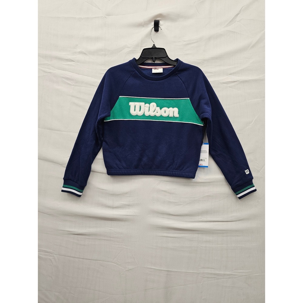 Wilson Girls Pullover Sweatshirt Navy Cotton Blend Athletic Size Large